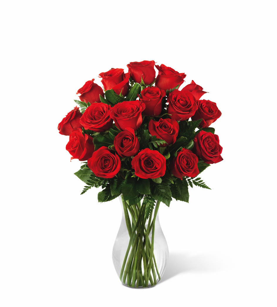 Jarrón con 18 rojas rojas