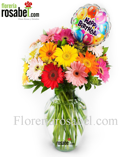 Jarrón con gerberas cumpleaños