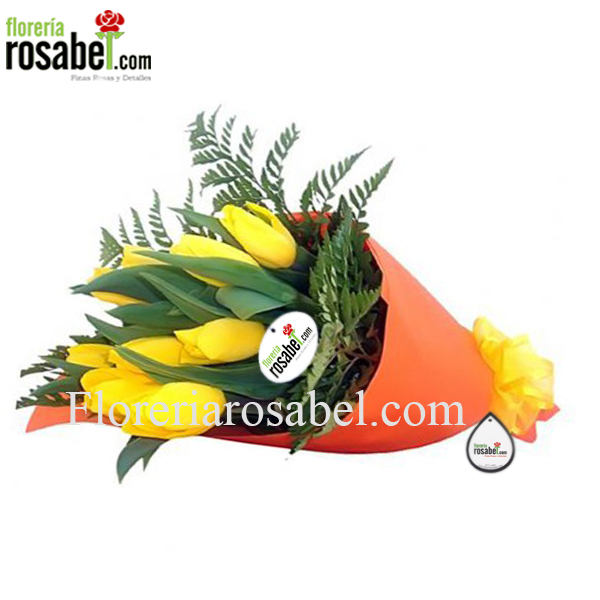 Ramo de 10 tulipanes amarillos